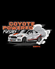 Load image into Gallery viewer, Coyote Powered Ford Fusion Black T-Shirt
